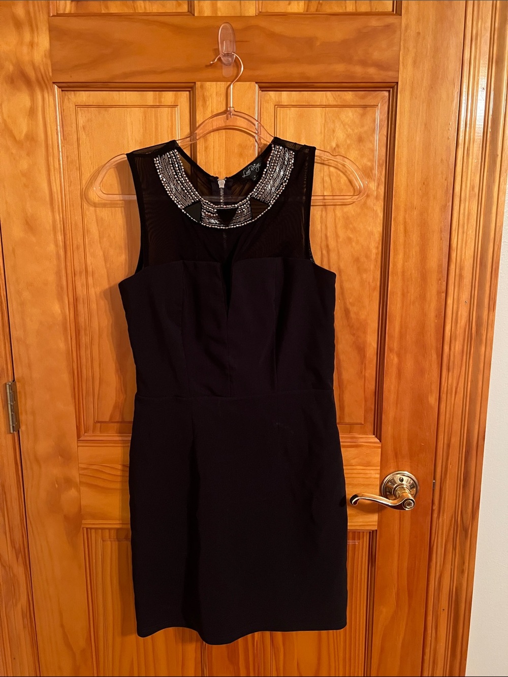 Black Beaded Neck Sleeveless Sheath Dress